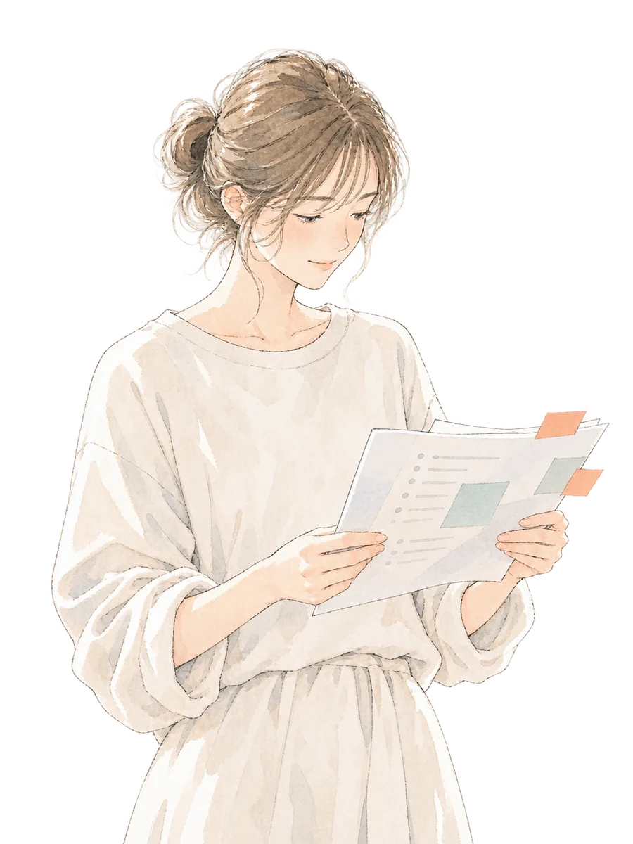 付箋とメモを手に、書き出し始めている人